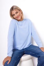 Sweter gładki dekolt ściągacz – Błękit, UNI