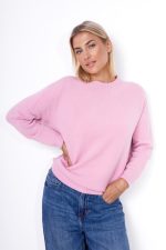 Sweter gładki dekolt ściągacz – Puder, UNI