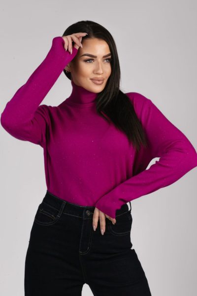 Sweter golf brokat – Amarant, UNI