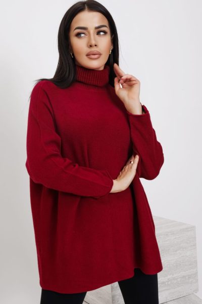 Sweter golf gładki – Bordo, UNI