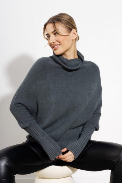 Sweter golf krzywy rękaw – Grafit, UNI