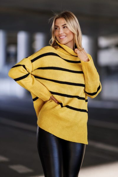 Sweter golf paski – UNI, Żółty