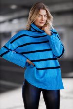 Sweter golf paski – UNI, Niebieski