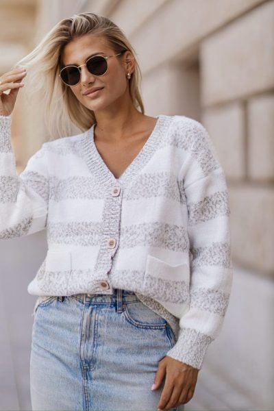 Sweter guziki pasy – UNI, Szary