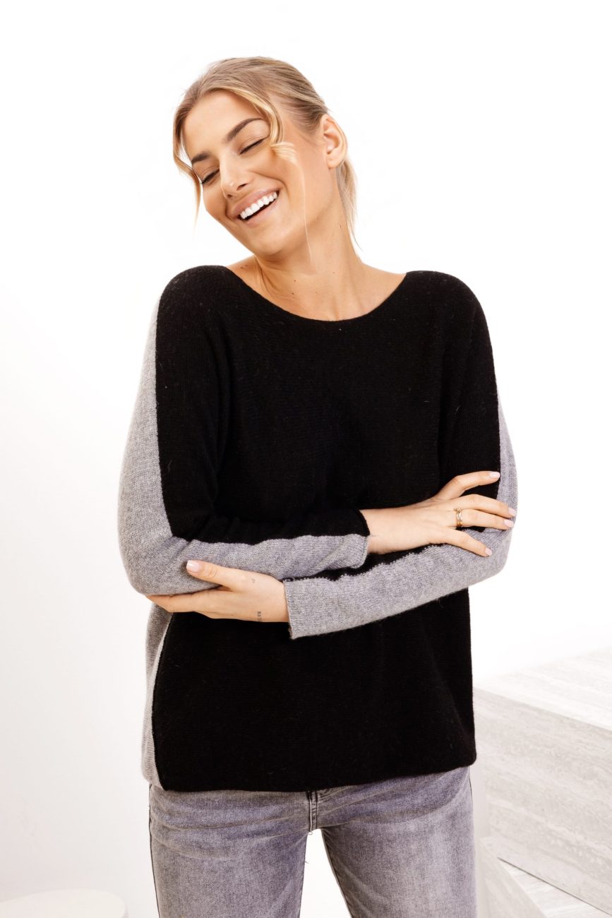Sweter kaszmir dwukolorowy