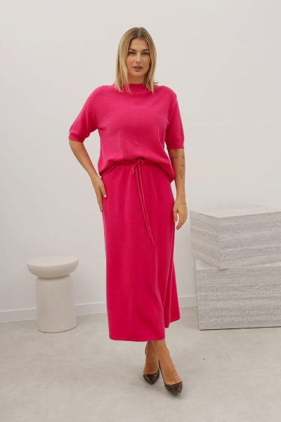 Sweter krótki rękaw bezszwowy – Fuksja, UNI