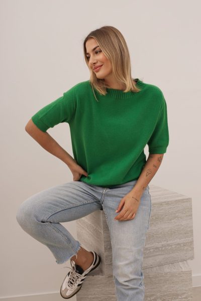 Sweter krótki rękaw bezszwowy – Trawa, UNI