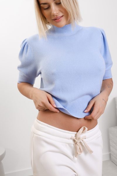 Sweter krótki rękaw stójka – Błękit, UNI