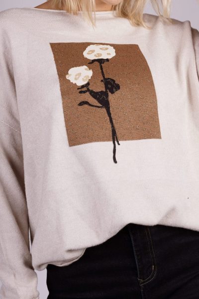 Sweter kwadrat kwiaty