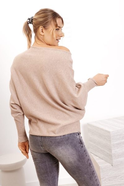 Sweter nietoperz gładki – Capuccino, UNI