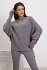 Sweter nietoperz gładki – Grafit, UNI