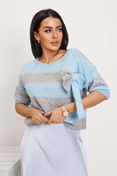 Sweter pasy kokarda – Błękit, UNI