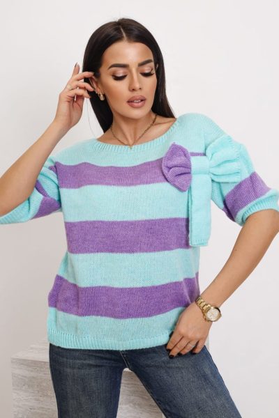 Sweter pasy kokarda – Turkus, UNI