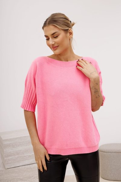 Sweter rękaw ściągacz – Różowy, UNI