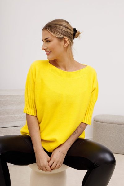 Sweter rękaw ściągacz – Żółty, UNI