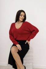 Sweter serek prążek alpaka