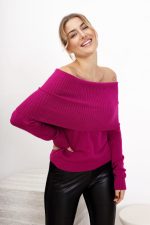 Sweter szeroki komin wywijany prążek