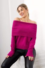 Sweter szeroki komin wywijany prążek