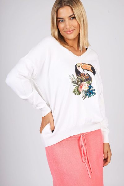 Sweter tukan – Ecru, UNI