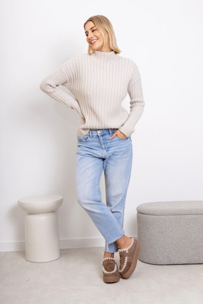 Sweter warkoczyki – Beż, UNI