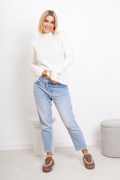 Sweter warkoczyki – Biały, UNI