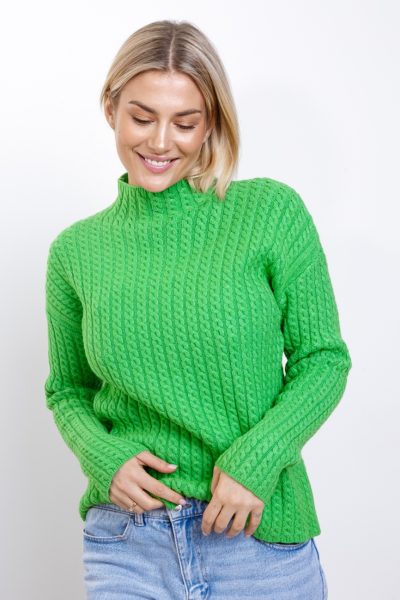 Sweter warkoczyki – Zielony, UNI