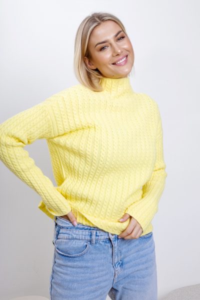 Sweter warkoczyki – Żółty, UNI