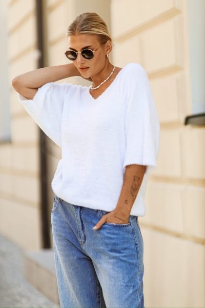 Sweter włosek – UNI, Biały