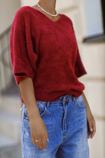 Sweter włosek – UNI, Wino