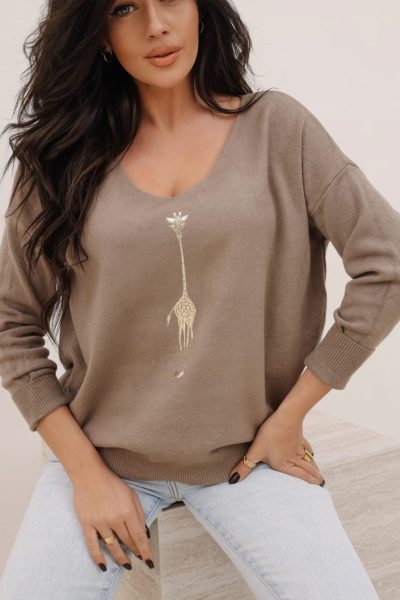 Sweter żyrafa – UNI, Czekolada