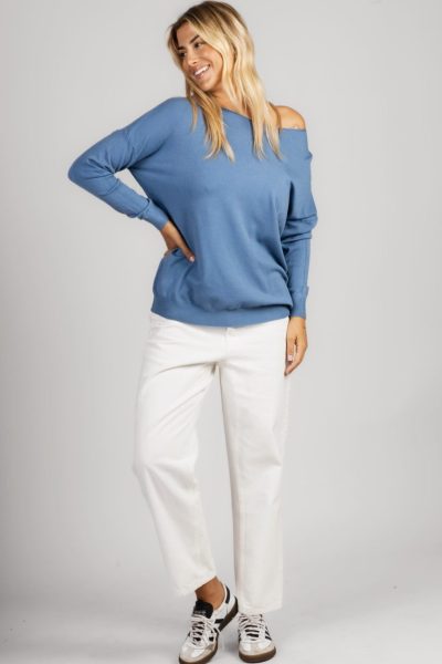 Sweterek dzianinka łódka – Jeans, UNI