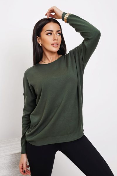 Sweterek dzianinka łódka – Oliwka, UNI