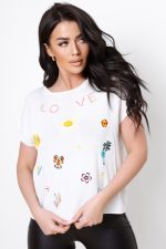 Sweterek siateczka love kolorowe znaczki