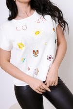 Sweterek siateczka love kolorowe znaczki