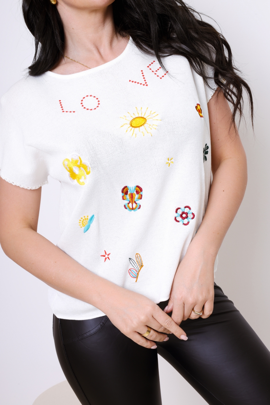 Sweterek siateczka love kolorowe znaczki