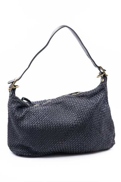 Torba drobna plecionka gładki pasek – Czarny, Duży