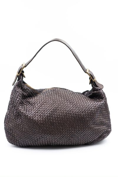 Torba drobna plecionka gładki pasek – Czekolada, Duży