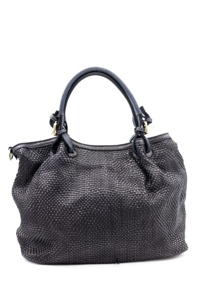 Torba drobna plecionka rączka sprzączka – Czarny, Duży