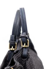 Torba drobna plecionka rączka sprzączka – Czarny, Duży