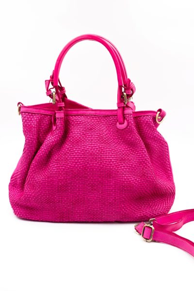 Torba drobna plecionka rączka sprzączka – Fuksja, Duży