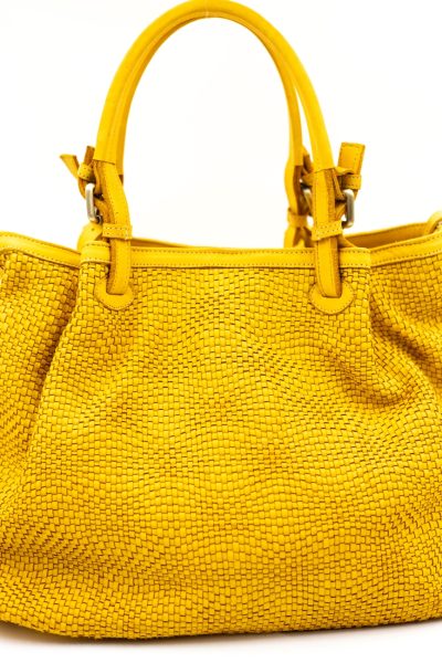 Torba drobna plecionka rączka sprzączka – Musztarda, Duży