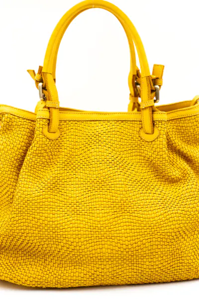 Torba drobna plecionka rączka sprzączka – Musztarda, Duży