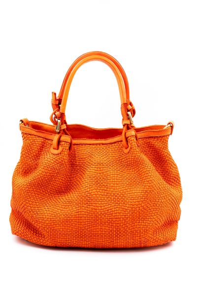 Torba drobna plecionka rączka sprzączka – Pomarańczowy, Duży