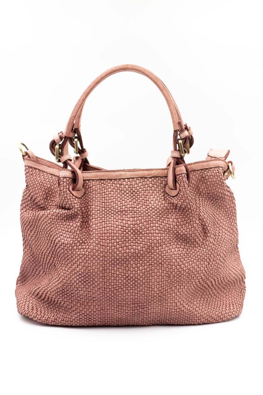 Torba drobna plecionka rączka sprzączka – Puder, Duży