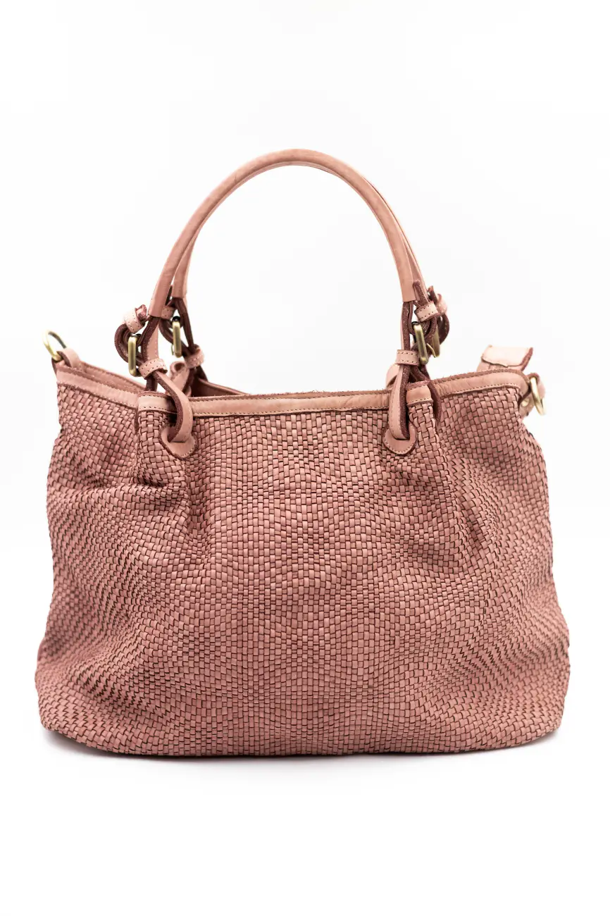 Torba drobna plecionka rączka sprzączka – Puder, Duży