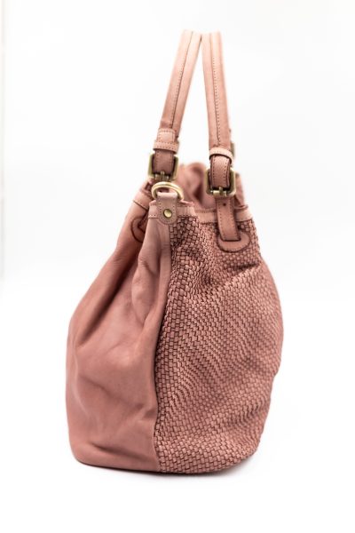 Torba drobna plecionka rączka sprzączka – Puder, Duży