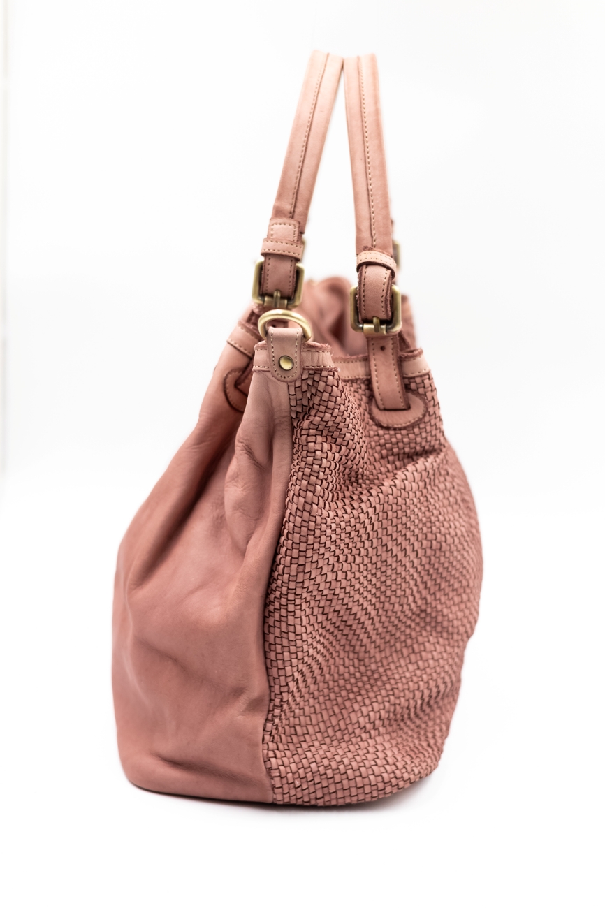 Torba drobna plecionka rączka sprzączka – Puder, Duży