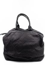 Torba drobna plecionka tył zamek – Czarny, Duży