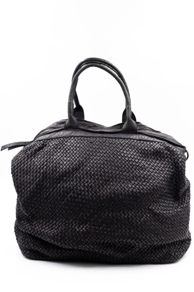 Torba drobna plecionka tył zamek – Czarny, Duży
