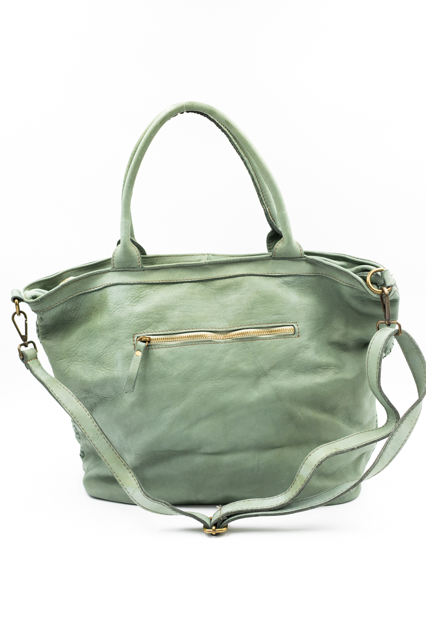 Torba drobna plecionka tył zamek – Oliwka, Duży